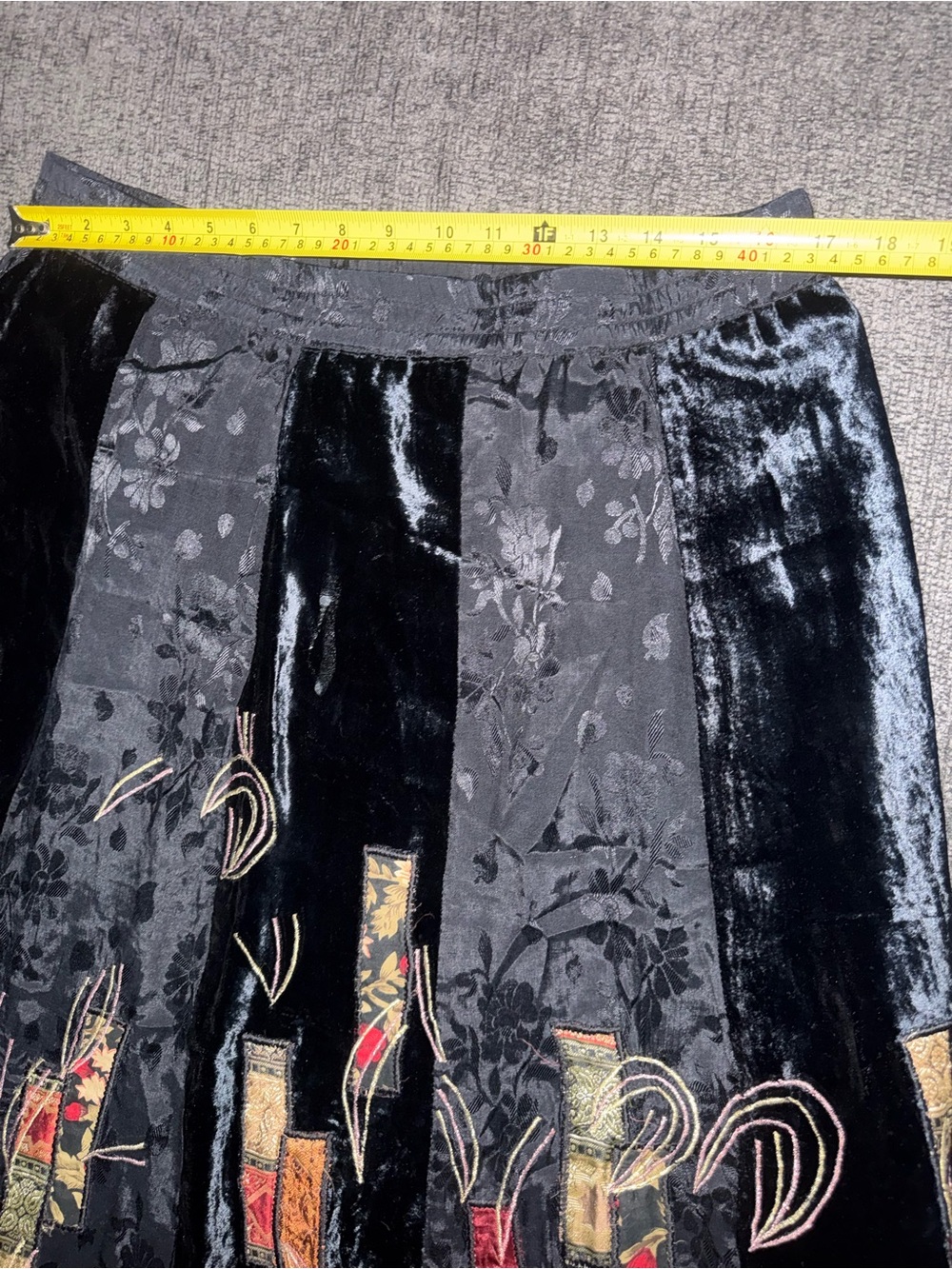 Coldwater Creek Black Velvet Patchwork Maxi Skirt with Accent Panels - Picture 8 of 12